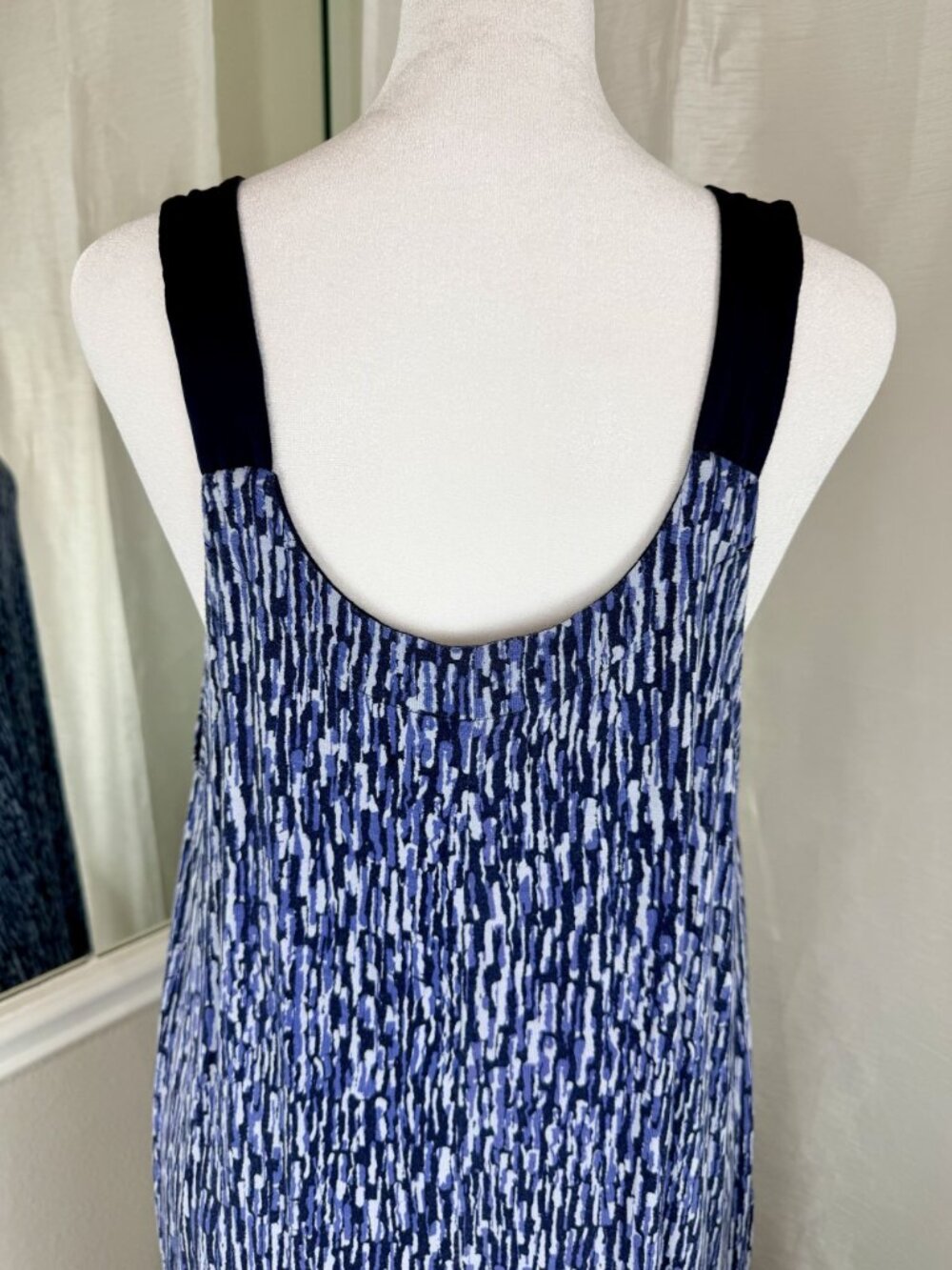 Donna Karan Sleepwear Blue Abstract Print Maxi Lounge Dress Pockets Women's L - Picture 12 of 16